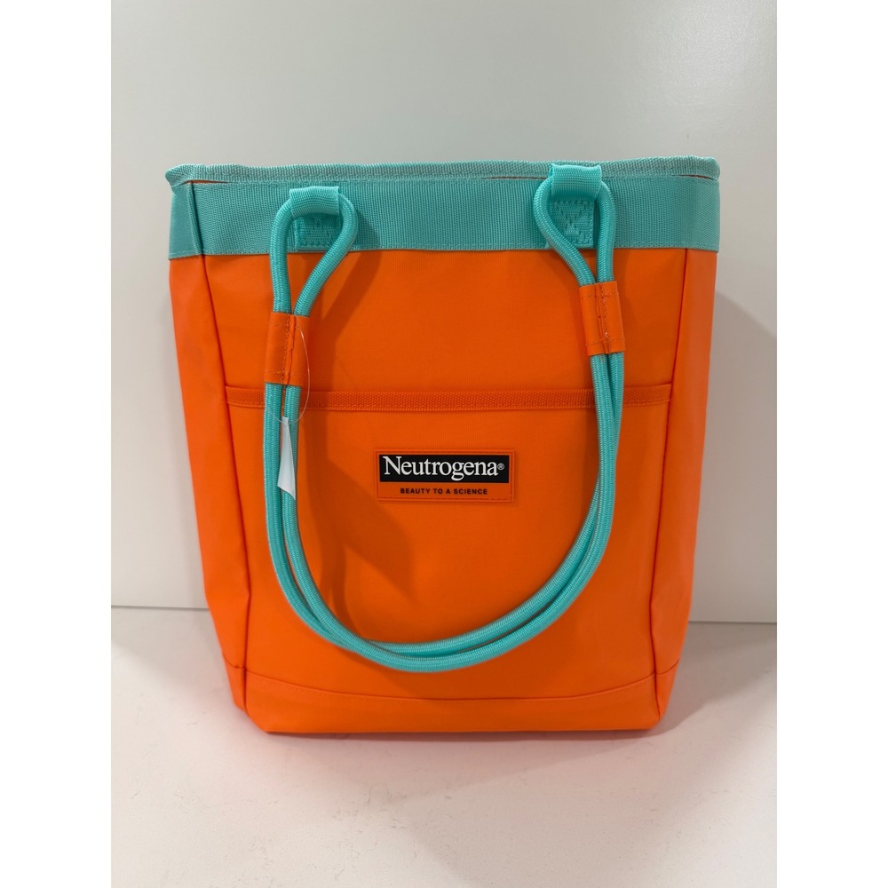 Neutrogena Branded Insulated Cooler Tote Bag Orange and Teal Summer BeachBag NEW